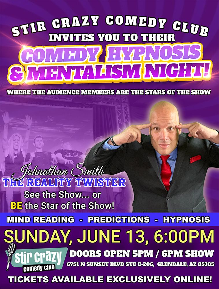Comedy Hypnosis Show - Stir Crazy Comedy Club | The Reality Twister